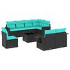 vidaXL Set Divani da Giardino 9 pz con Cuscini Nero in Polyrattan
