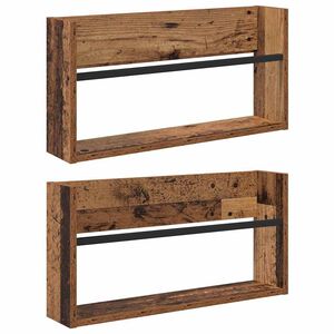 vidaXL Scaffale per riviste 2 pz Legno vecchio 60 x 12 x 30 cm