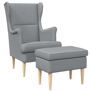vidaXL Poltrona con Ottomano 2 pz Grigio Chiaro Tessuto