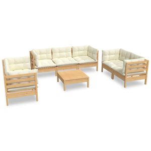 vidaXL Set Divani da Giardino 8 pz con Cuscini Crema in Massello di Pino