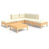 vidaXL Set Salotto da Giardino 6 pz con Cuscini Crema Legno di Pino