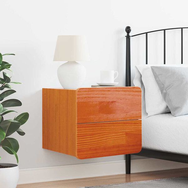 vidaXL Comodino Marrone cerato 39 x 34 x 33 cm Legno di pino massello