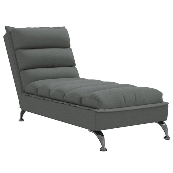 vidaXL Chaise Longue con Cuscini Grigio Scuro in Tessuto