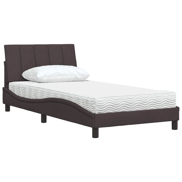 vidaXL Letto con Materasso Hanko Marrone Scuro 100x200 cm in Tessuto