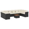 vidaXL Set Divani da Giardino 11 pz con Cuscini in Polyrattan Nero