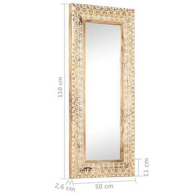 vidaXL Specchio Intagliato a Mano 110x50x2,6 cm in Massello di Mango