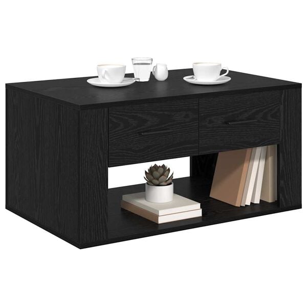 vidaXL Tavolino da salotto con cassetto Rovere Nero 80 x 50 x 40 cm