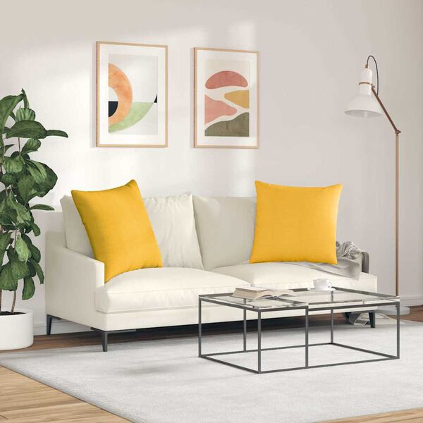 vidaXL Cuscini da Divano 2 pcs Giallo Chiaro 60 x 60 cm