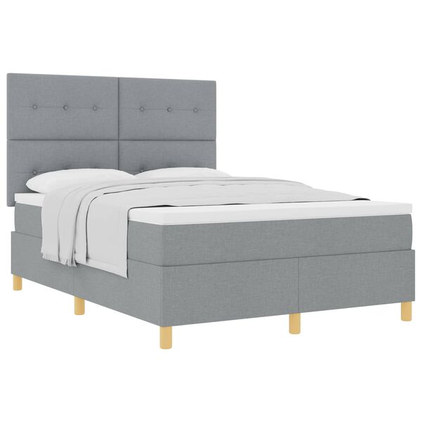 vidaXL Letto a molle con materasso Grigio chiaro 140 x 200 cm Tessuto