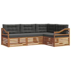 vidaXL Set di divani da esterno 4 pz Naturale e Antracite