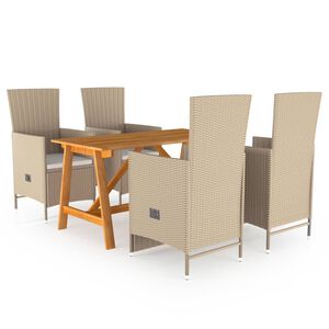 vidaXL Set Mobili da Pranzo per Giardino 5 pz Beige