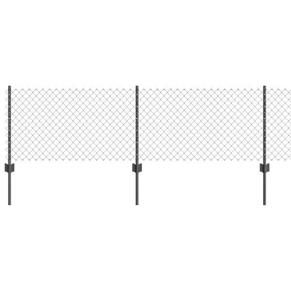 vidaXL Recinzione con Posto Grigio 0,6 x 10 m Acciaio e PVC