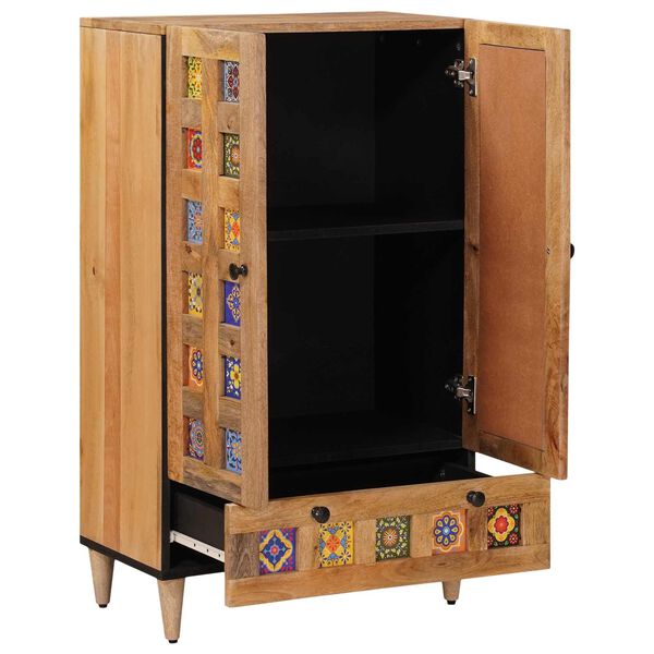 vidaXL Credenza Naturale 60 x 33,5 x 100 cm Legno di mango massello