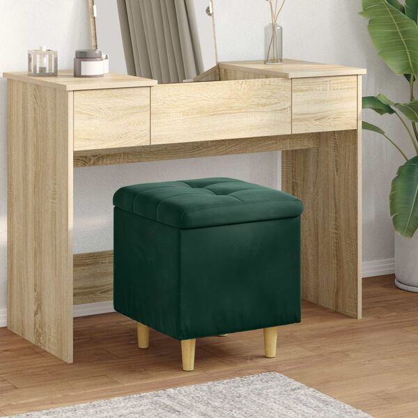 vidaXL Pouf contenitore Verde Scuro 40 x 40 x 45 cm Velluto