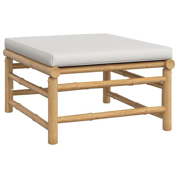 vidaXL Poggiapiedi da Giardino con Cuscino Grigio Chiaro in Bambù