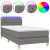 vidaXL Letto a Molle Materasso e LED Grigio Scuro 100x200cm in Tessuto