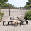 vidaXL Set Panche Giardino Cuscini 4pz Nero Acciaio Verniciato Polvere