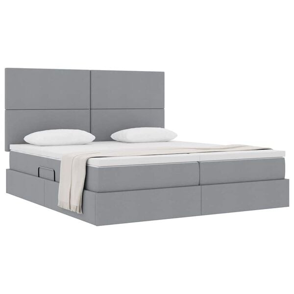 vidaXL Letto con Contenitore con materasso Grigio chiaro 200 x 200 cm