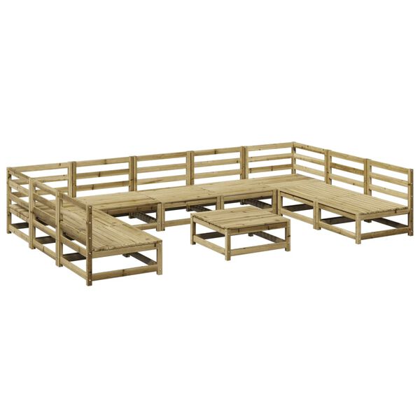 vidaXL Set Divani da Giardino 10 pz in Legno Impregnato di Pino