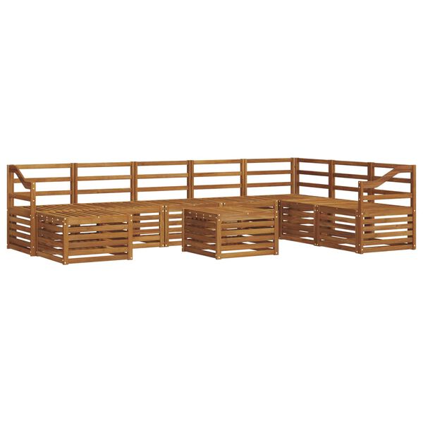 vidaXL Set divano sezionale 9 pcs Naturale Legno di Acacia Massello