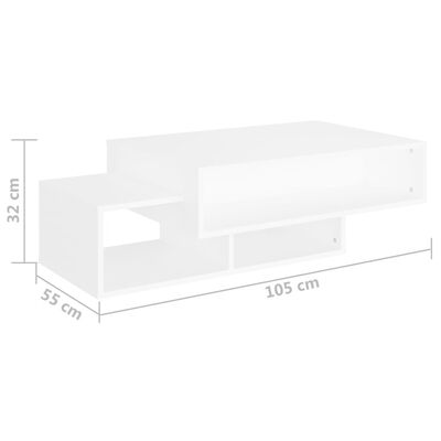 vidaXL Tavolino da Salotto Bianco 102x55x42 cm Legno Legno Multistrato