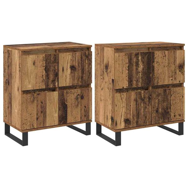 vidaXL Credenza 2 pcs Legno vecchio 60 x 35 x 70 cm