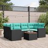 vidaXL Set Divani da Giardino 7 pz con Cuscini Nero in Polyrattan