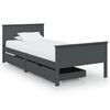 vidaXL Giroletto 2 Cassetti Grigio Scuro Legno Massello Pino 90x200 cm