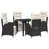 vidaXL Set da Pranzo per Giardino 5 pz Nero polyrattan