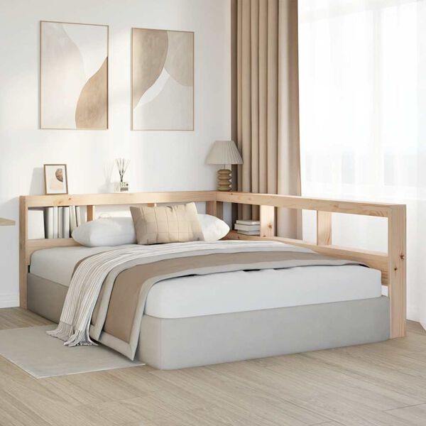 vidaXL Testiera Libreria a L 160 cm in Legno Massello di Pino