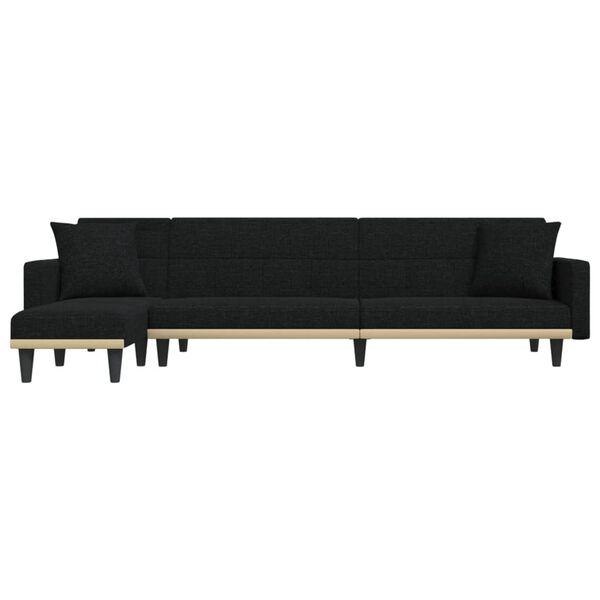 vidaXL Divano Letto a L Nero 275x140x70 cm in Tessuto