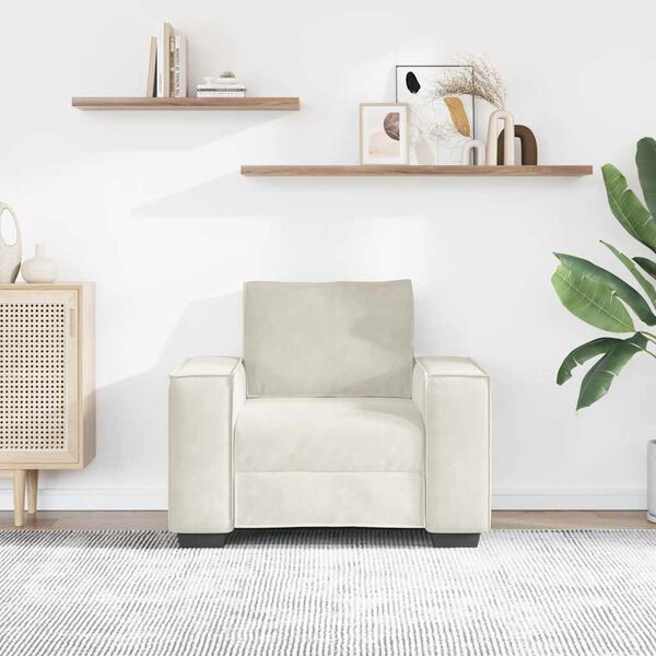 vidaXL Divano Sedia Crema 100x78x84 cm Velluto