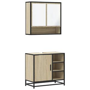 vidaXL Set Mobili da Bagno 2 pz Rovere Sonoma in Legno Multistrato