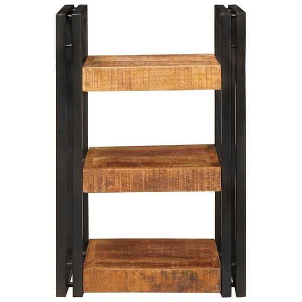 vidaXL Comodino Marrone e nero 38 x 33 x 58 cm Legno di mango massello