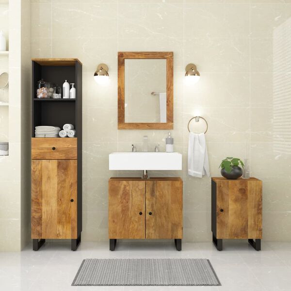 vidaXL Set Mobili da Bagno 4 pz in Legno Massello di Mango