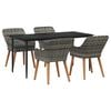vidaXL Set da Pranzo per Giardino con cuscino 5 pcs Grigio polyrattan
