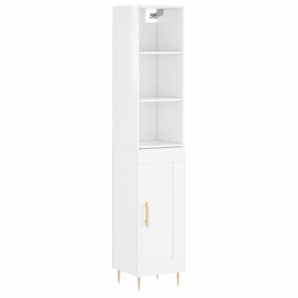 vidaXL Credenza 34,5x34x180 cm in Legno Multistrato Bianco Lucido