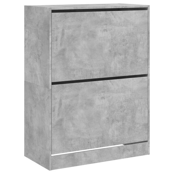 vidaXL Scarpiera 2 Cassetti Ribaltabili Grigio Cemento 80x42x108 cm