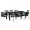vidaXL Set da Pranzo per Giardino 9 pcs Nero Rattan in PE