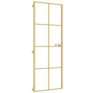 vidaXL Porta Interni Sottile Oro 76x201,5cm Vetro Temperato Alluminio