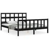 vidaXL Giroletto con Testiera Nero King Size in Legno Massello