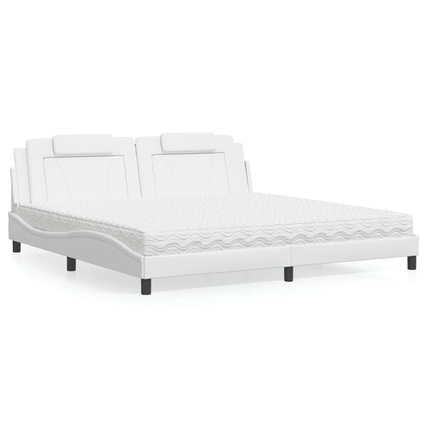 vidaXL Letto Viana con Materasso Bianco 200x200cm in Similpelle