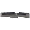 vidaXL Set Divani da Giardino 9 pz con Cuscini in Polyrattan Grigio
