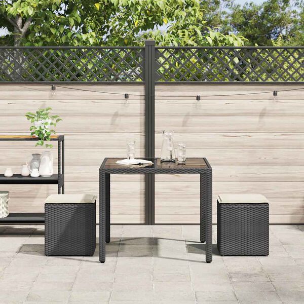 vidaXL Sgabelli Giardino con Cuscini 2 pz Nero 40x40x43 cm Polyrattan