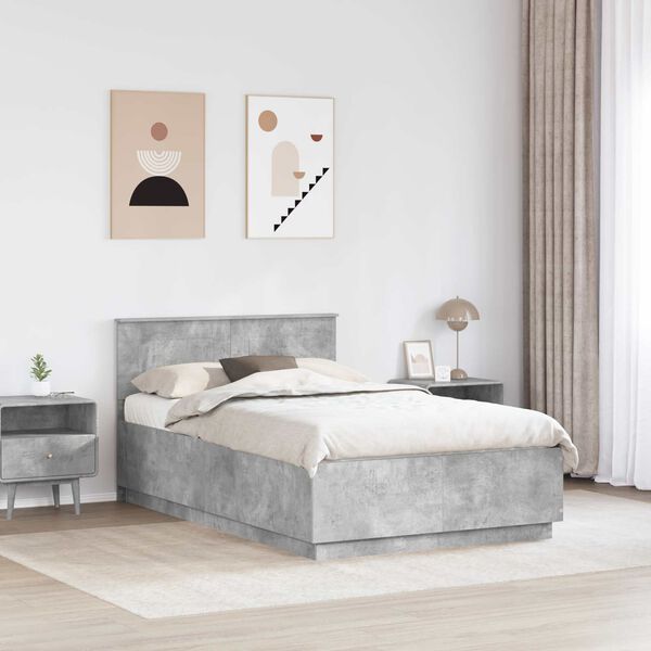vidaXL Struttura del letto con testiera Grigio cemento 135 x 190 cm