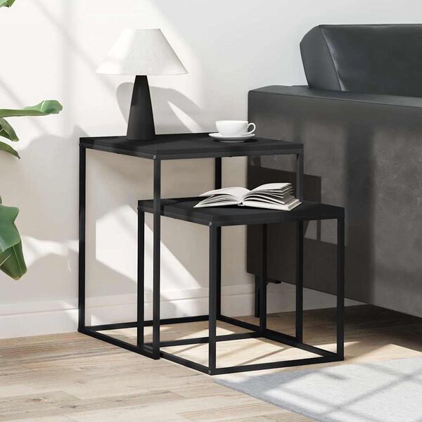 vidaXL Set di Tavolini 2 pz in Legno Multistrato e Metallo