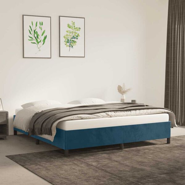 vidaXL Giroletto senza Materasso Blu Scuro 180x200 cm in Velluto