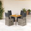 vidaXL Set Bistr&ograve; da Giardino 5 pz con Cuscini in Polyrattan Grigio