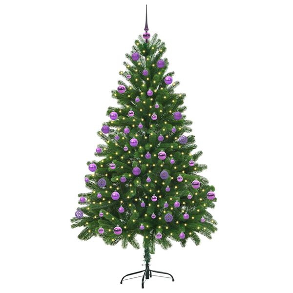 vidaXL Albero di Natale con 300 LED con supporto Verde 210 cm PE