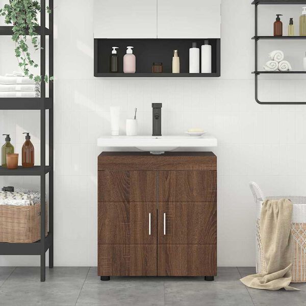 vidaXL Set di Armadi da Bagno TULUM Rovere Marrone 60 x 34 x 63 cm